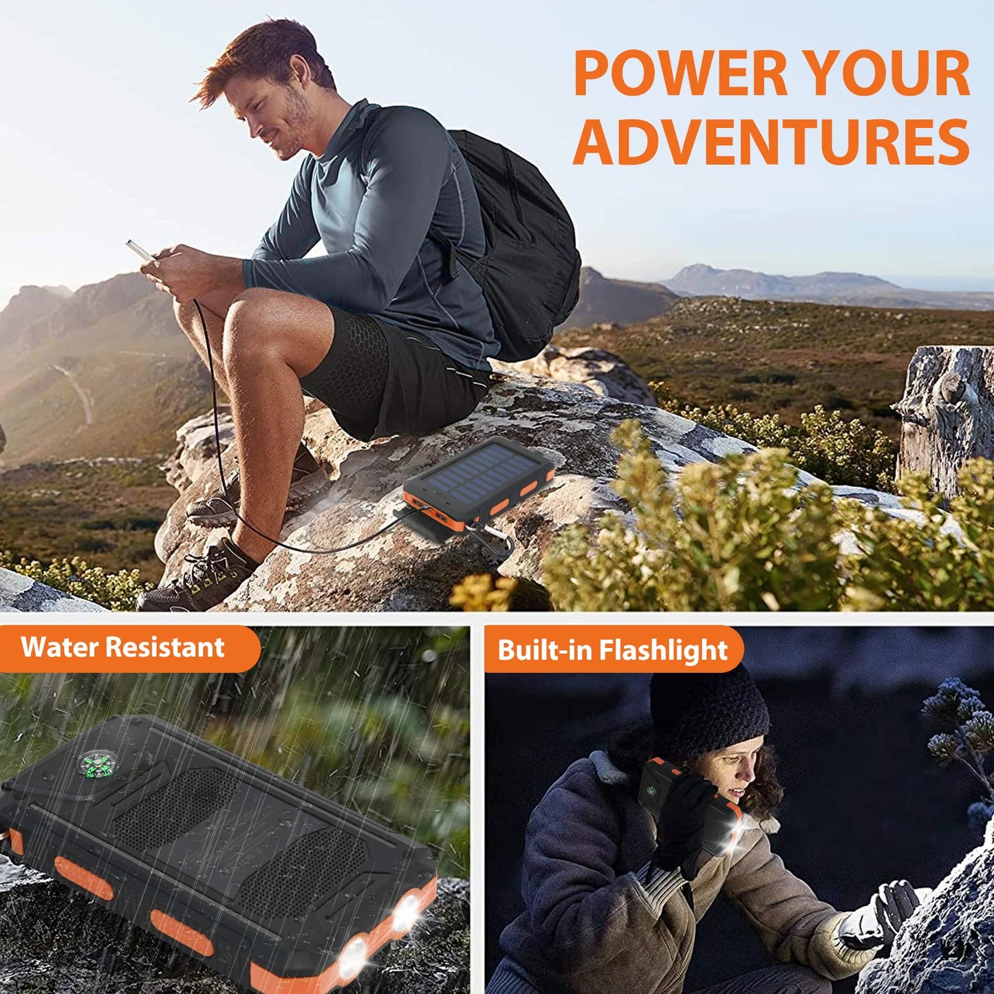20000mAh Portable Solar Power Bank